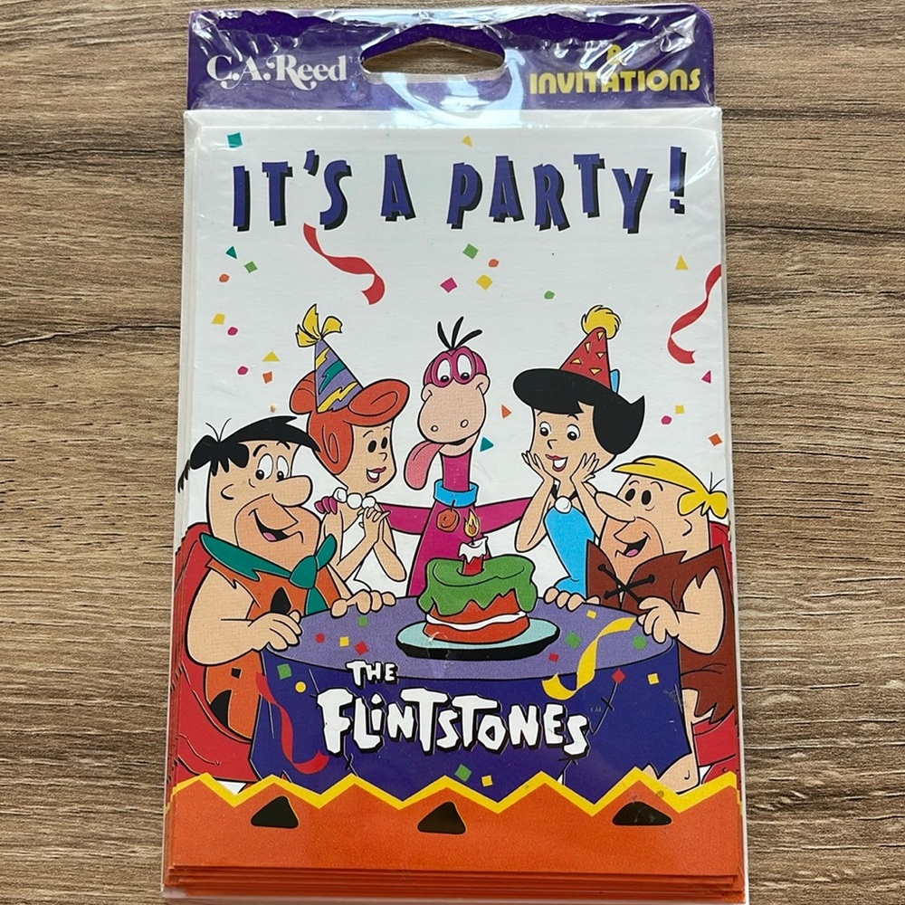 Vintage C.A, Reed Flinstones Package of 8 Party Invitations NEW AND SEALED